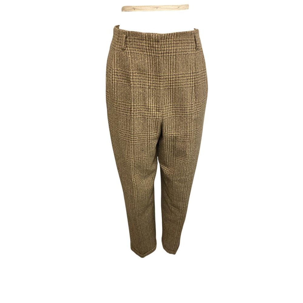 Vintage Liz Claiborne Petite Collection Women Checkered Wool Pants Trousers